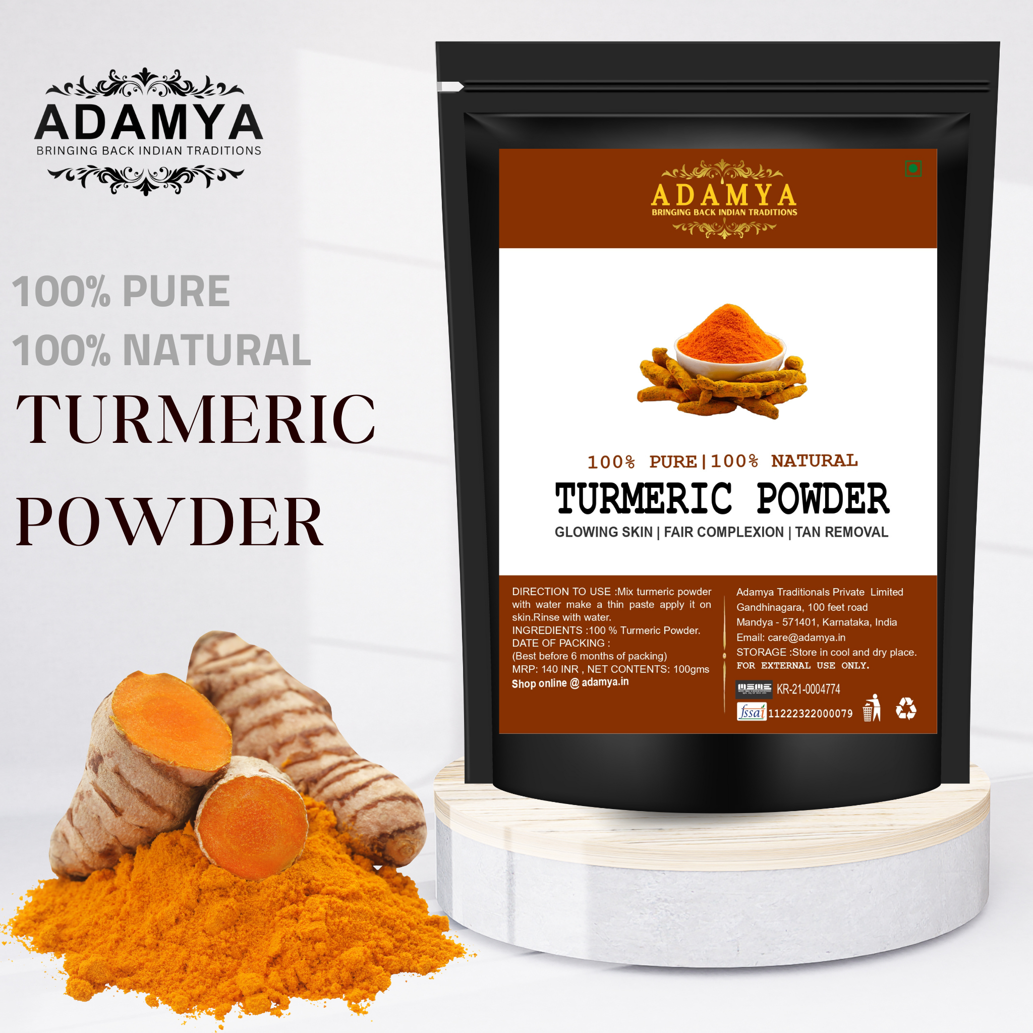 TURMERIC POWDER FOR CONSUMPTION , GLOWING SKIN, TAN REMOVAL _ 100% PURE, 100% NATURAL AND CHEMICAL FREE