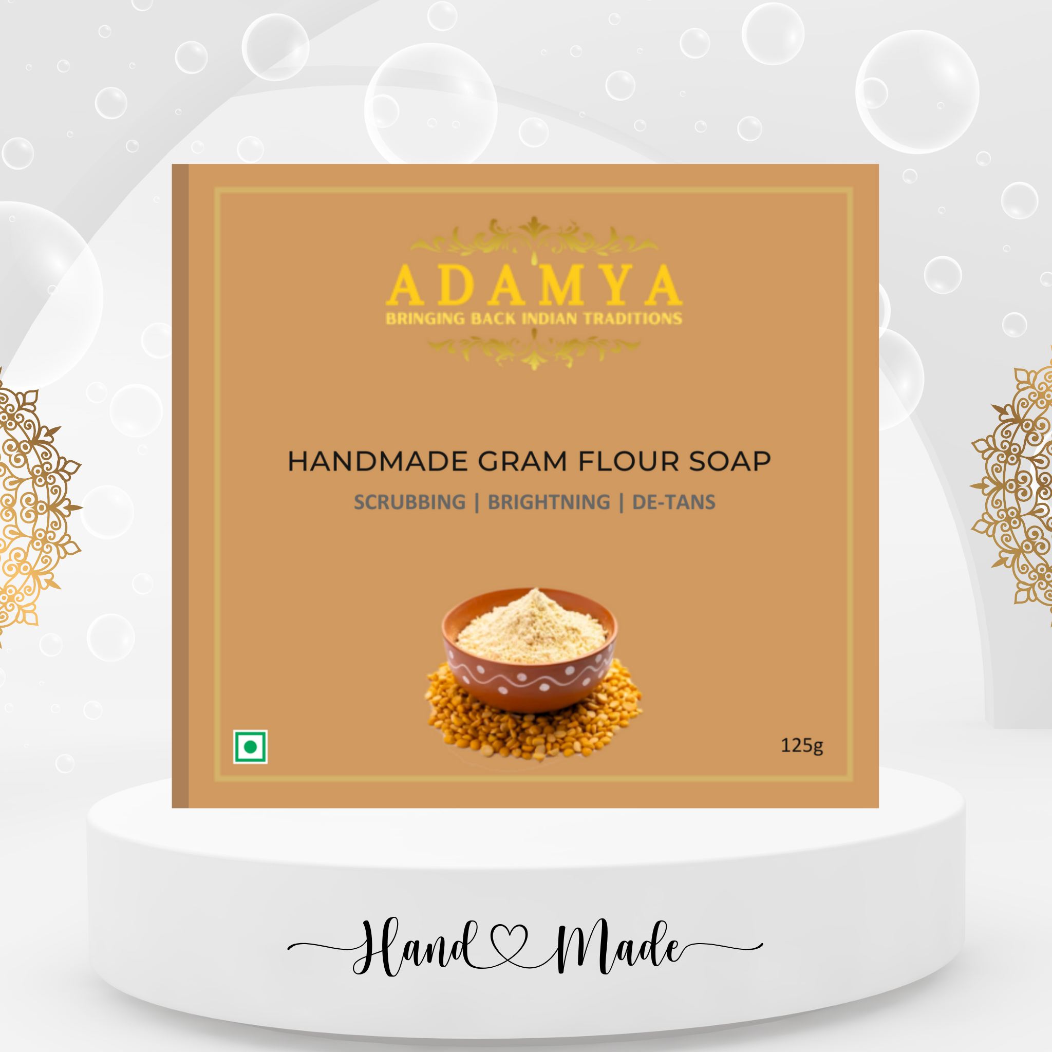 HANDMADE COLD PROCESSED GRAM FLOUR SOAP FOR BRIGHTENING AND DE-TAN