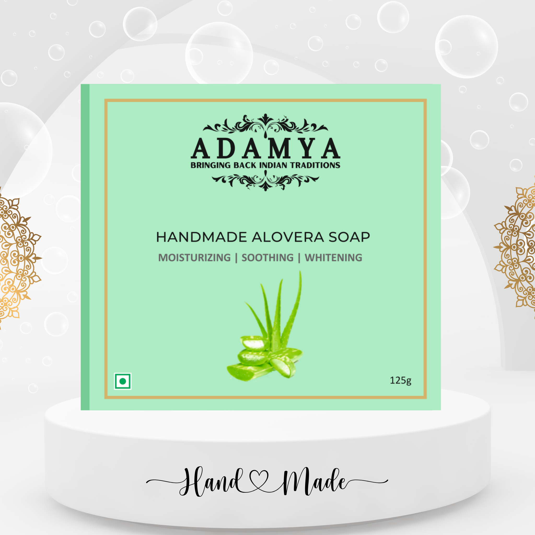 HANDMADE COLD PROCESSED ALOEVERA SOAP FOR MOISTURIZING, SOOTHING AND WHITE SKIN.