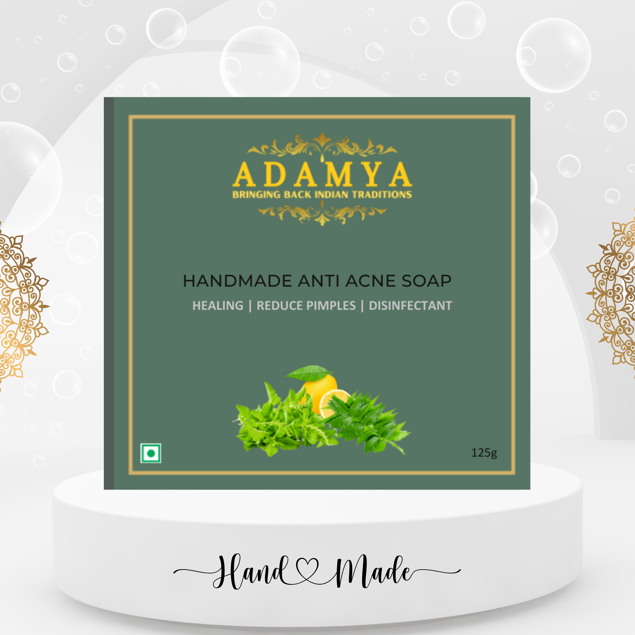 HANDMADE COLD PROCESSED ANTI-ACNE SOAP FOR HEALING AND DISINFECTANT.