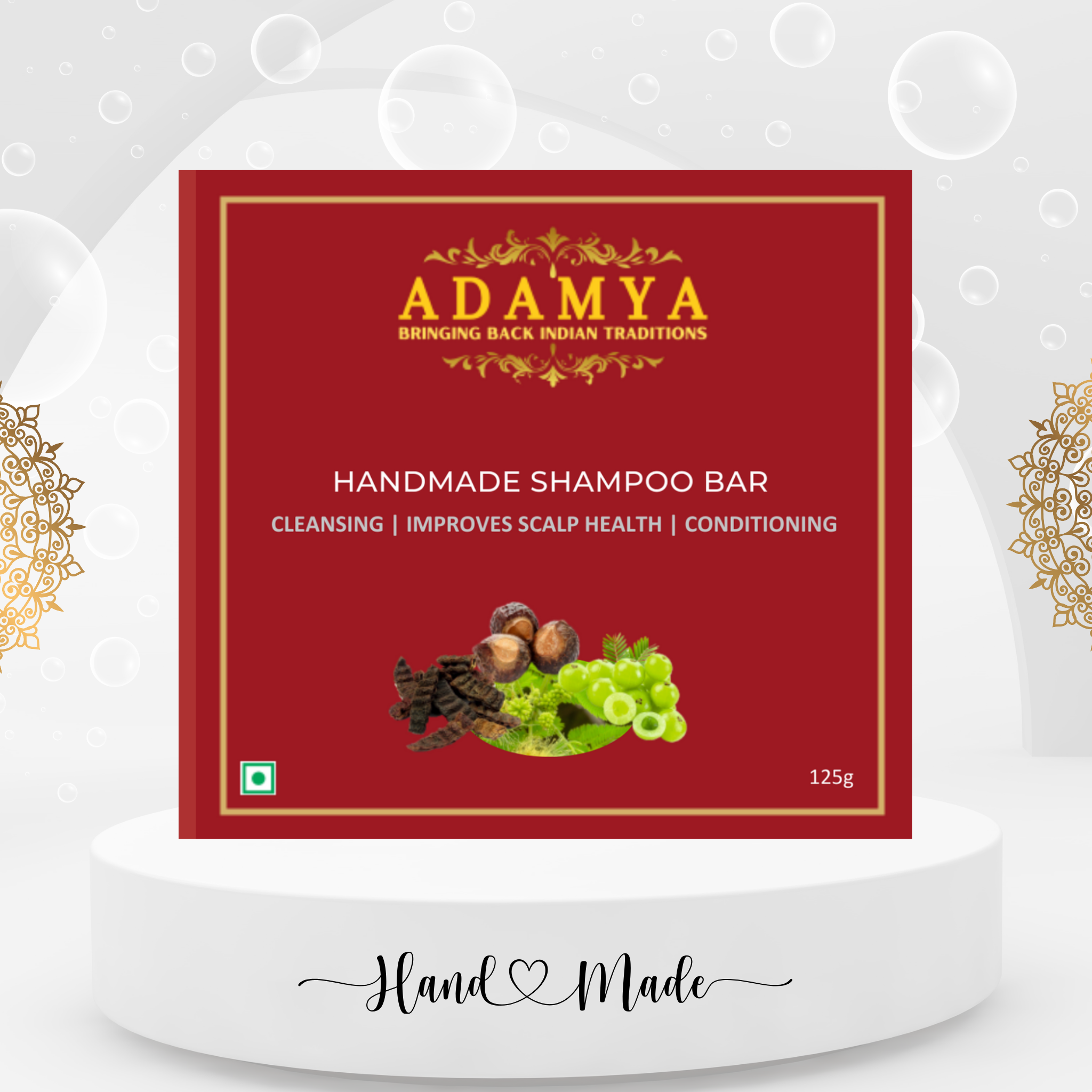 HANDMADE SHAMPOO BAR FOR HAIR CLEANSING, IMPROVES SCALP HEALTH.