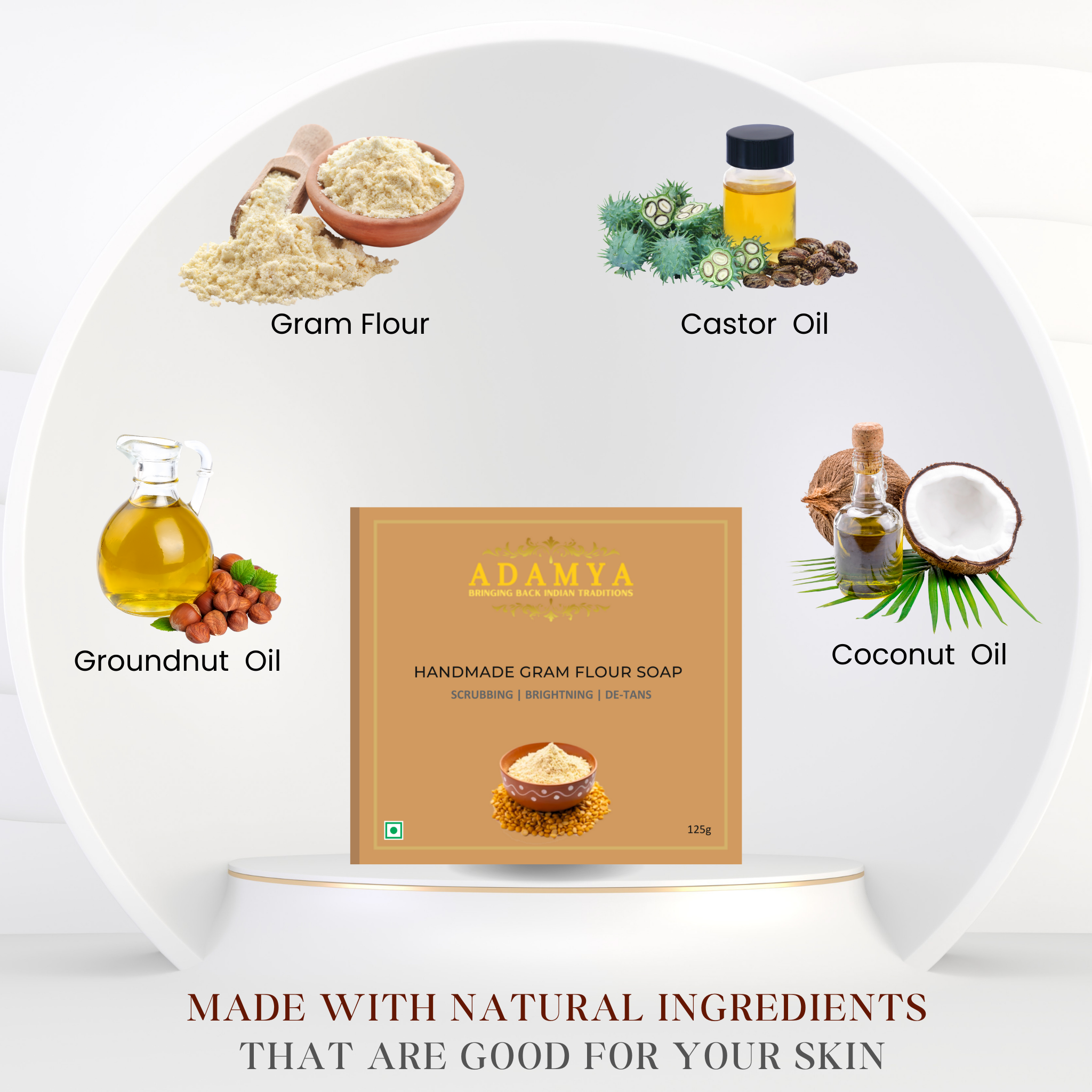 HANDMADE COLD PROCESSED GRAM FLOUR SOAP FOR BRIGHTENING AND DE-TAN