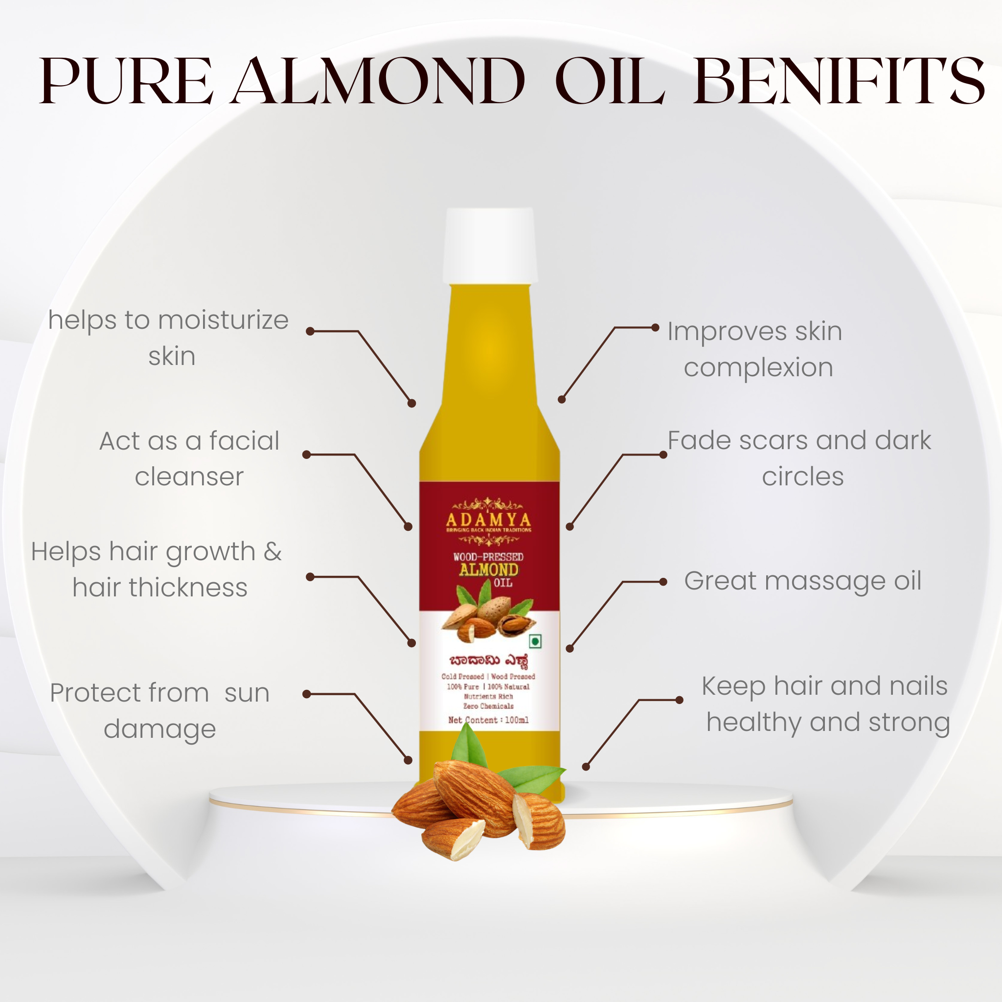 Wood Pressed Almond Oil _ 100% Natural, 100% Pure and chemical free