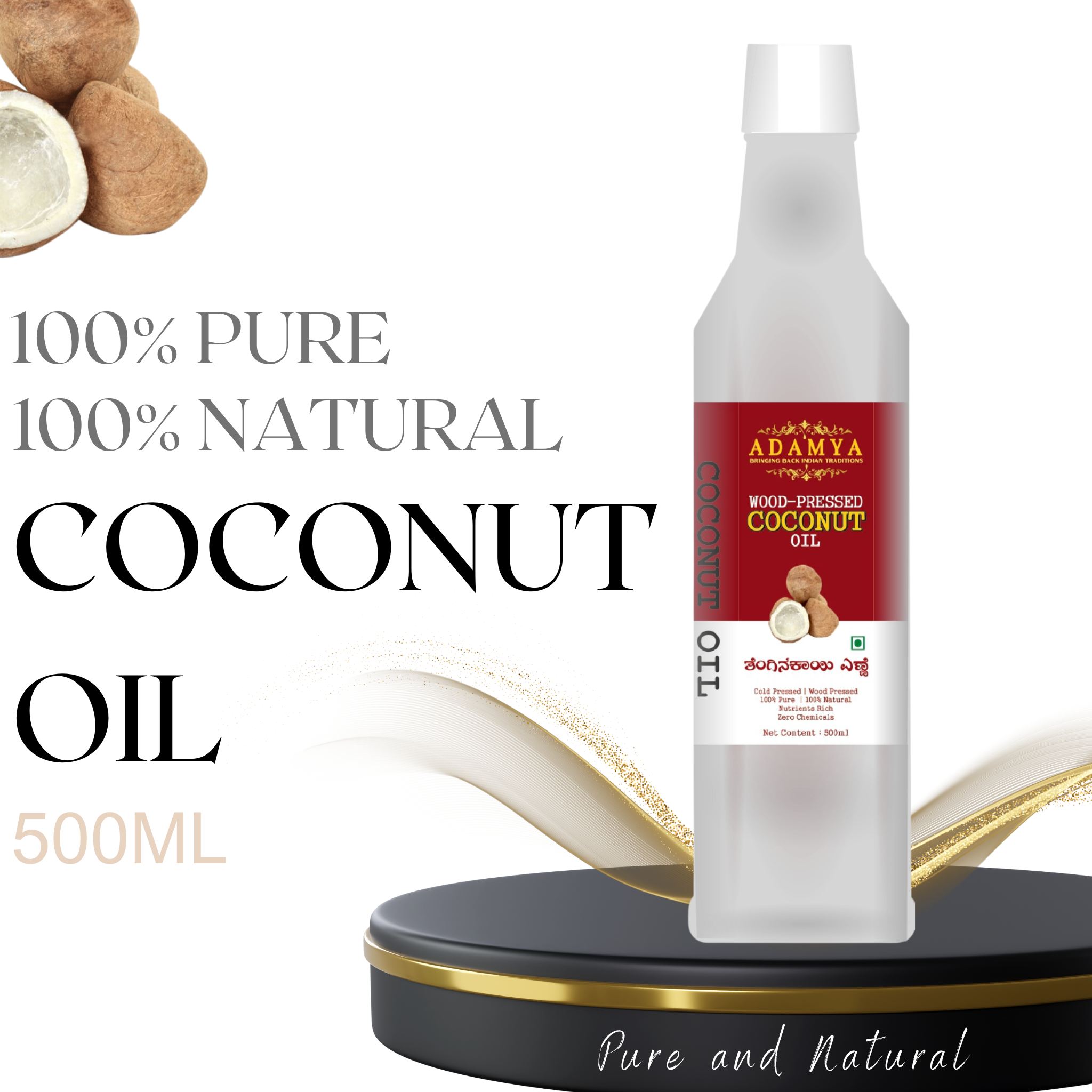 Wood Pressed Coconut Oil _ 100% Natural, 100% Pure and chemical free