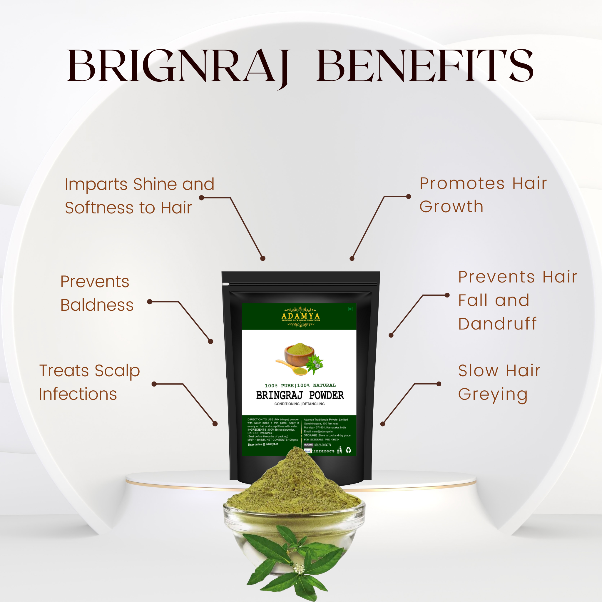 BHRINGRAJ POWDER FOR CONDITIONING, DETANGLING _ 100% PURE, 100% NATURAL AND CHEMICAL FREE