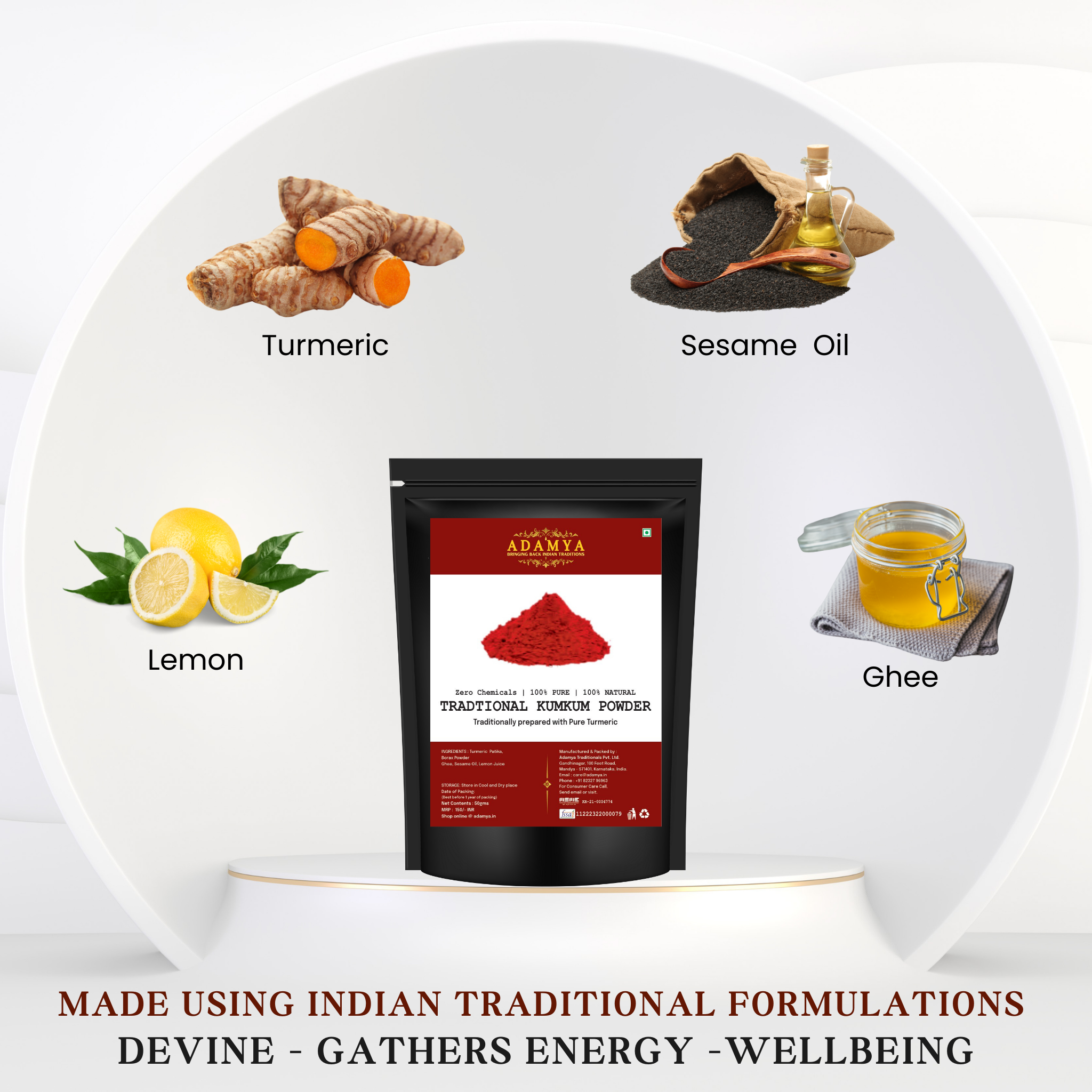 TRADITIONAL KUMKUM - 100% PURE, 100% NATURAL AND CHEMICAL FREE