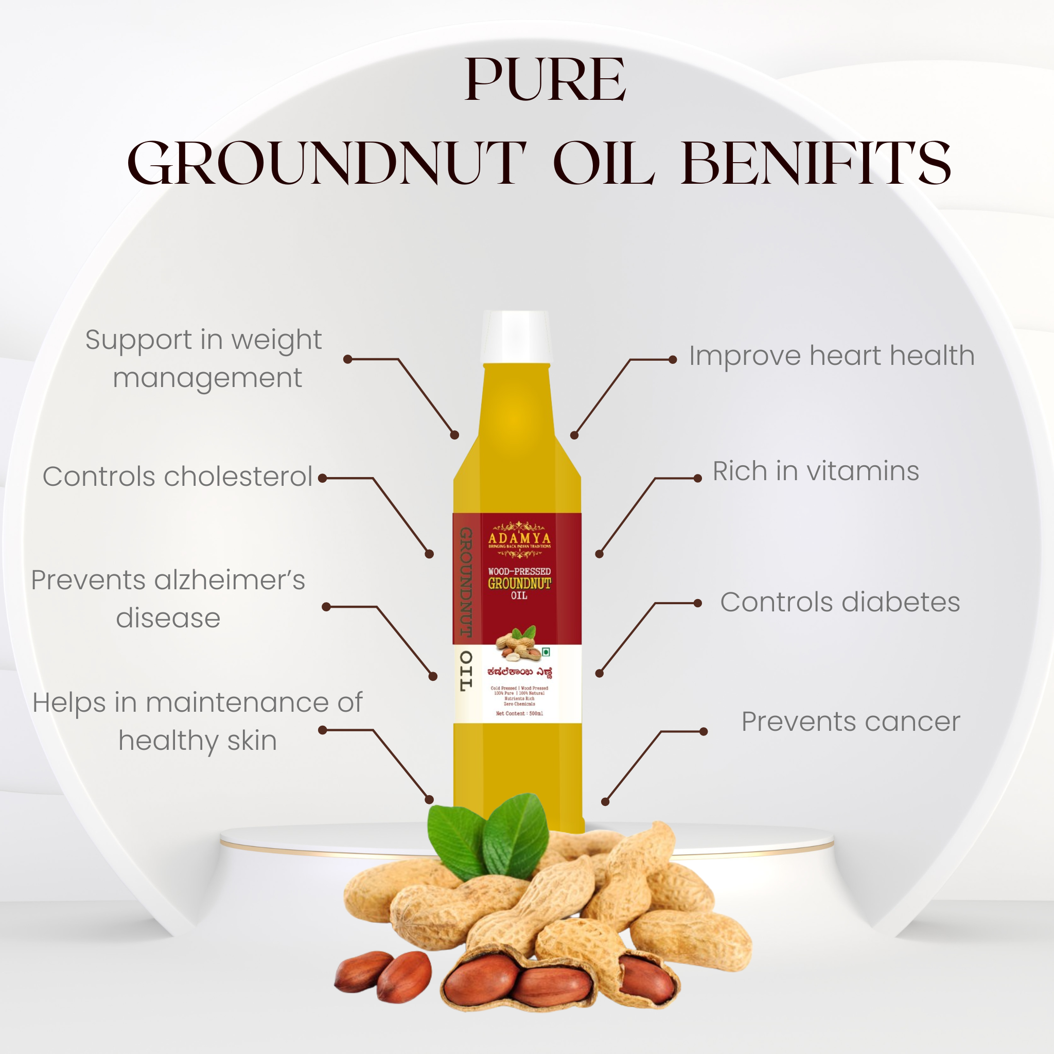 Wood Pressed Groundnut Oil _ 100% Natural, 100% Pure and chemical free