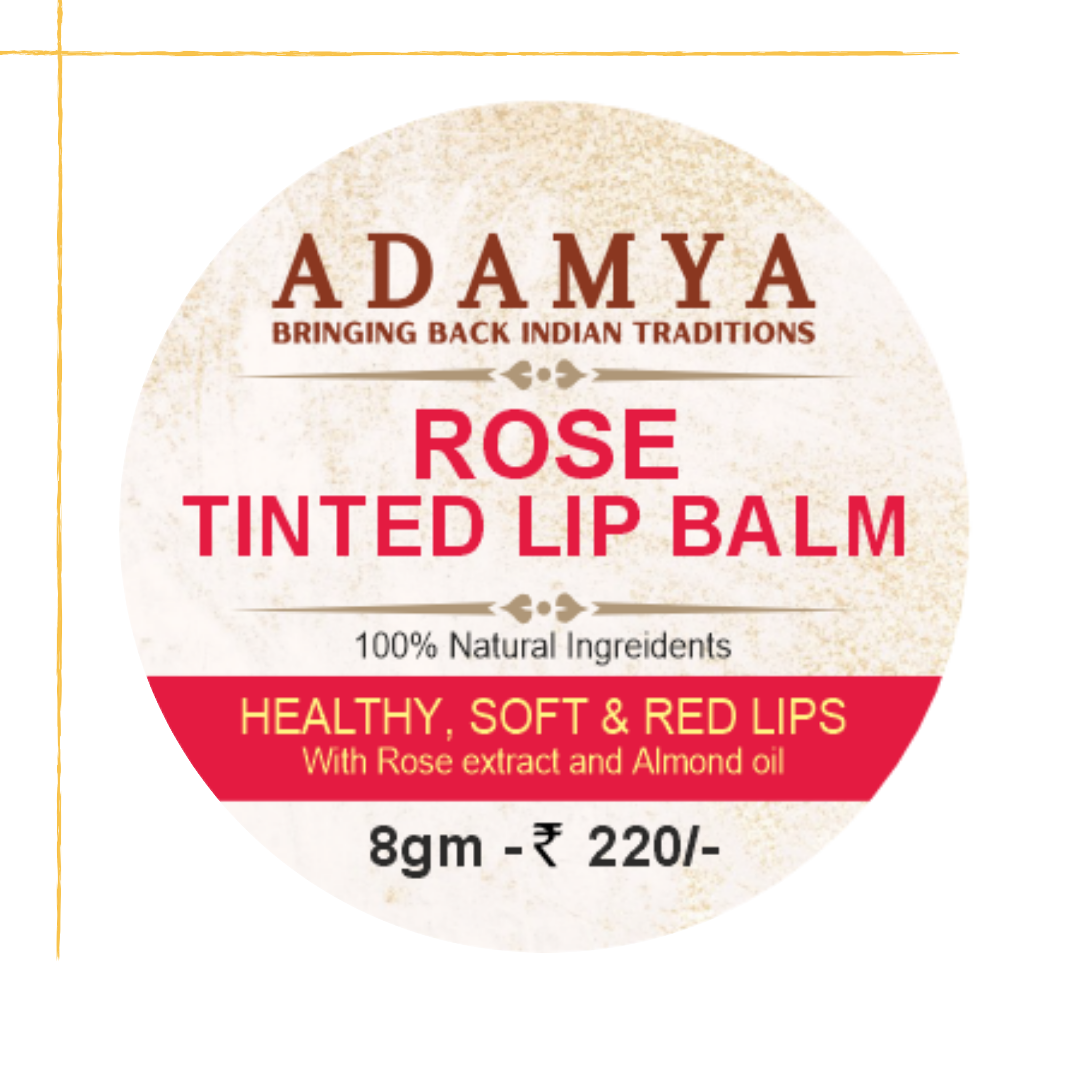 HANDMADE NATURAL ROSE PETAL LIP BALM _ 100% PURE, 100% NATURAL AND CHEMICAL FREE