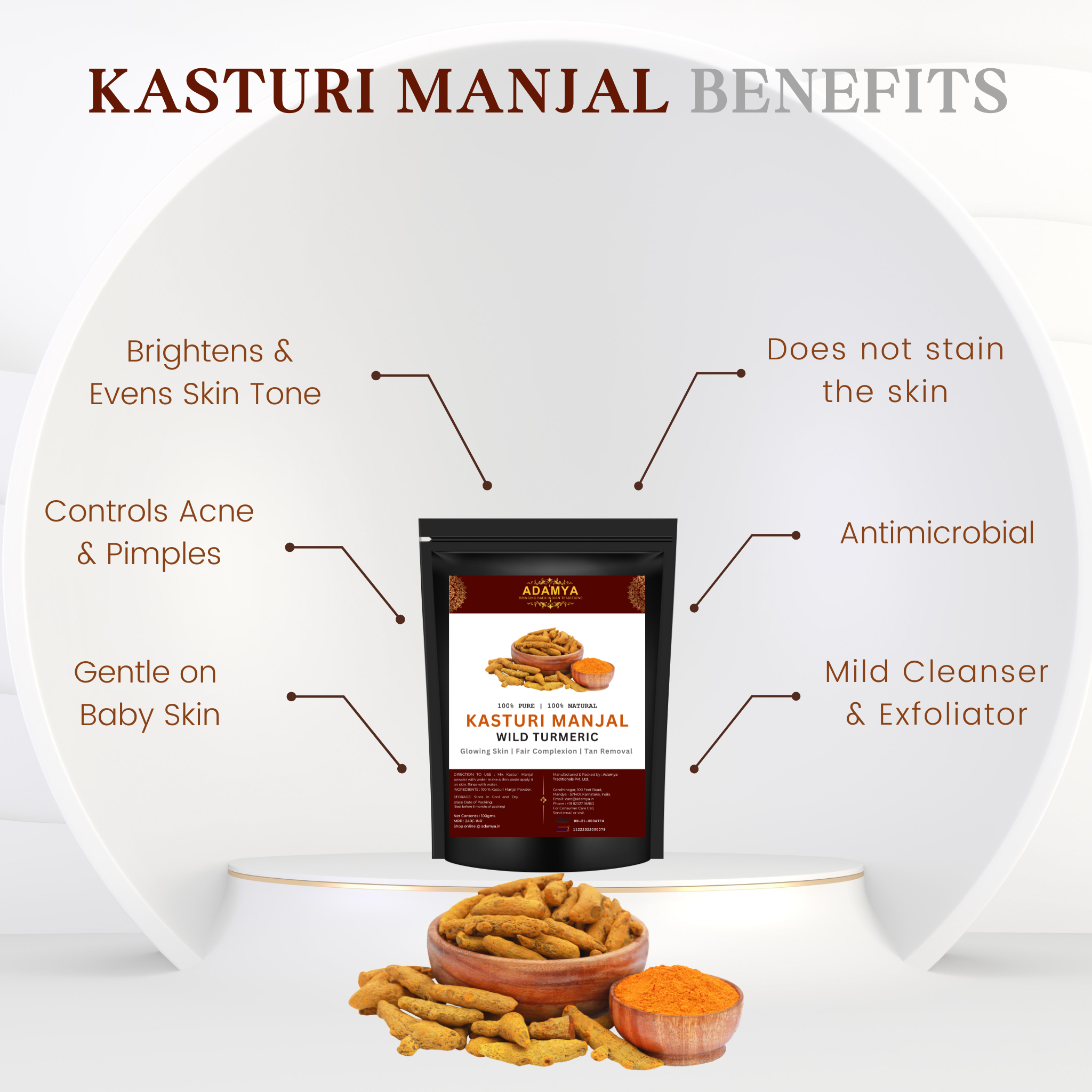 WILD TURMERIC, KASTURI MANJAL POWDER FOR GLOWING SKIN, FAIR COMPLEXION, TAN REMOVAL _ 100% PURE, 100% NATURAL AND CHEMICAL FREE