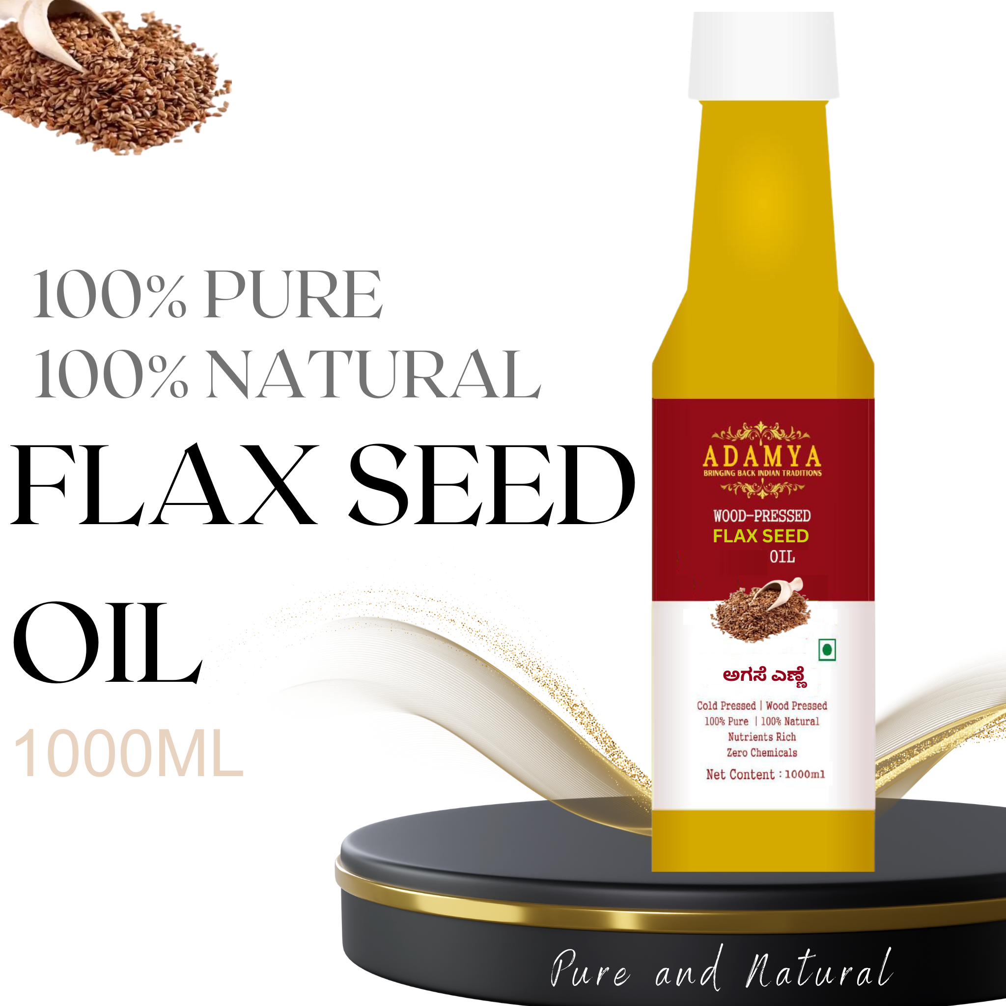 Wood Pressed Flax Seed Oil _ 100% Natural, 100% Pure and Chemical Free