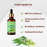 Pure Neem Oil - 100% Pure, !00% Natural & Cold Pressed - 30ml