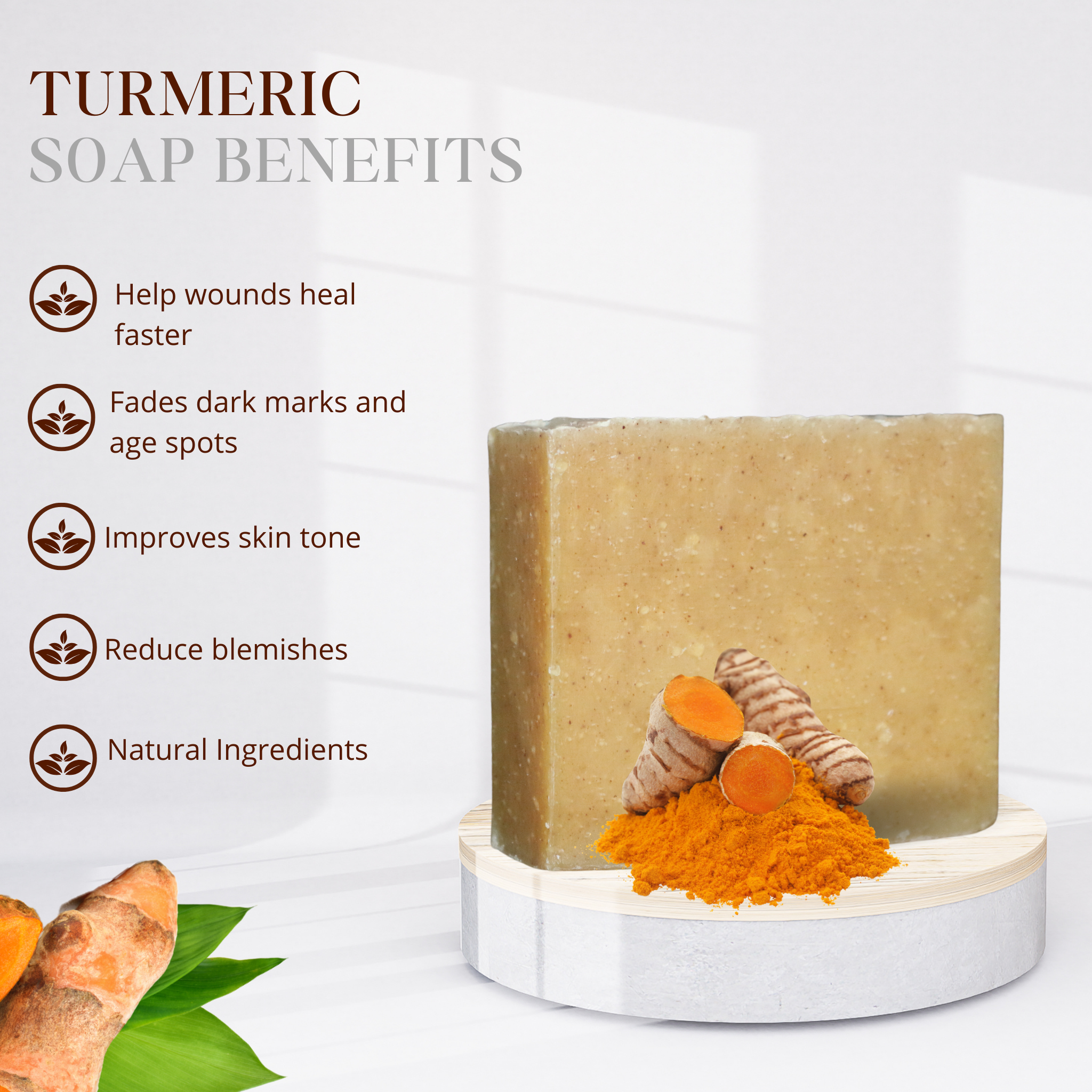 HANDMADE COLD PROCESSED TURMERIC SOAP FOR SOOTHING, BRIGHTENING SKIN