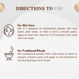 Adamya's Pure Sandalwood Powder (Chandan) - 100% Natural & Authentic - For Face Packs, Skin Care & Ritual Use - 50g