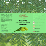 Pure Neem Oil - 100% Pure, !00% Natural & Cold Pressed - 30ml