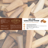 Adamya's Pure Sandalwood Powder (Chandan) - 100% Natural & Authentic - For Face Packs, Skin Care & Ritual Use - 50g