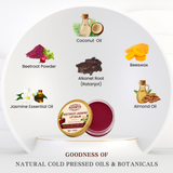 HANDMADE NATURAL BEETROOT AND JASMINE LIP BALM - 100% PURE, 100% NATURAL AND CHEMICAL FREE