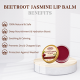 HANDMADE NATURAL BEETROOT AND JASMINE LIP BALM - 100% PURE, 100% NATURAL AND CHEMICAL FREE