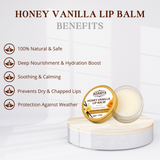 HANDMADE NATURAL HONEY AND VANILLA LIP BALM _ 100% PURE, 100% NATURAL AND CHEMICAL FREE