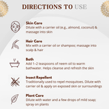 Pure Neem Oil - 100% Pure, !00% Natural & Cold Pressed - 30ml