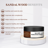 Adamya's Pure Sandalwood Powder (Chandan) - 100% Natural & Authentic - For Face Packs, Skin Care & Ritual Use - 50g
