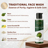 Adamya Natural Neem & Tulsi Face Wash | Acne Control & Skin Purification | 100% Chemical-Free Facial Cleanser | Non-Drying & Gentle on Skin | With Neem, Tulsi, and Lemon Essential Oil | 100 ml