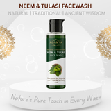 Adamya Natural Neem & Tulsi Face Wash | Acne Control & Skin Purification | 100% Chemical-Free Facial Cleanser | Non-Drying & Gentle on Skin | With Neem, Tulsi, and Lemon Essential Oil | 100 ml