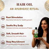 ADAMYA Nourishing Hair Oil – Pure Wood Pressed Coconut, Sesame & Almond Oil Blend with Castor Oil | Deep Conditioning, Shine & Frizz Reduction | 200 ml