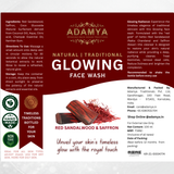 Adamya Natural Red Sandalwood & Saffron Face Wash | Skin Brightening & Complexion Enhancer | 100% Chemical-Free Facial Cleanser | Non-Drying & Gentle on Skin | With Red Sandalwood, Pure Saffron, and Champak Essential Oil | 100 ml