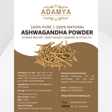 Pure Ashwagandha Powder - 100% Pure, 100% Natural, & Chemical Free - 100g