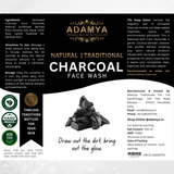 Adamya Natural Charcoal Face Wash | Deep Cleansing & Pore Detox | 100% Chemical-Free Facial Cleanser | Non-drying & Gentle on Skin | With Activated Charcoal and Lemon Essential Oil | 100 ml